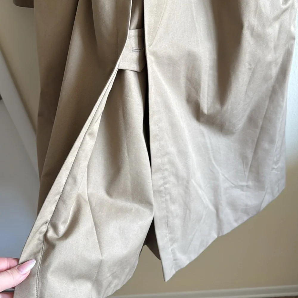 Vintage Burberry Tan Nova Check Plaid Lined Double Breasted   Tie Trench Coat